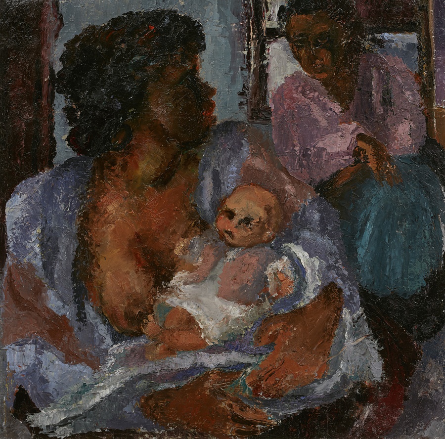 Lot 127 Cecil Higgs, Two women with a baby
