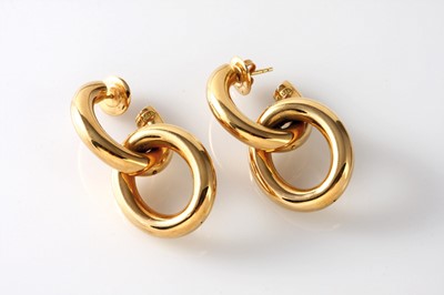 Lot 10 - 18ct yellow gold pair of 3/4 hoop hollow tubular stud earrings
