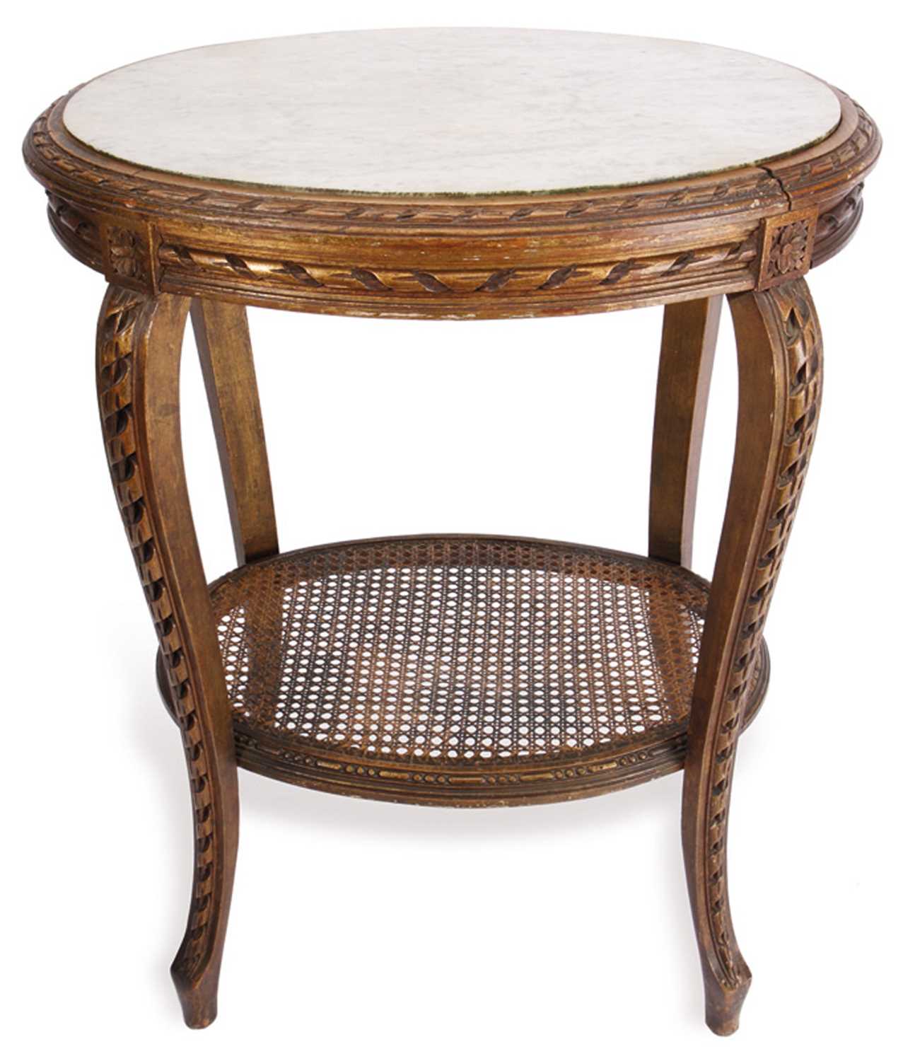 Lot 29 - A Louis XVI style giltwood oval occasional table, early 20th Century