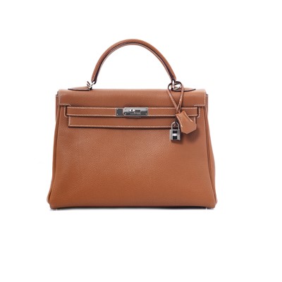 Lot 13 - Hermès Kelly 32 Togo Leather Gold Retourne