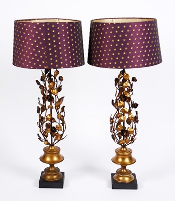 Lot 46 - A pair of giltmetal lamps