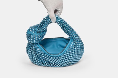 Lot 20 - Bottega Veneta Mini Jodie Leather & Crystal Mesh Hobo Bag