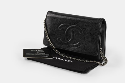Lot 7 - Chanel Black Caviar Timeless CC Wallet on Chain