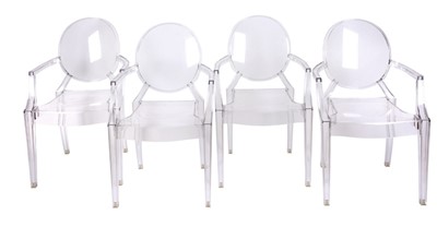 Lot 91 - A set of 12 "crystal" Louis Ghost armchairs, designed by Philippe Starck, manufactured by Kartell, made in Italy