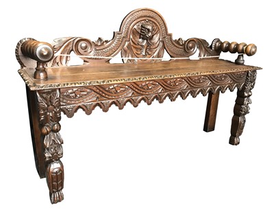 Lot 7 - A Spanish Oak Court Bench, 19th Century