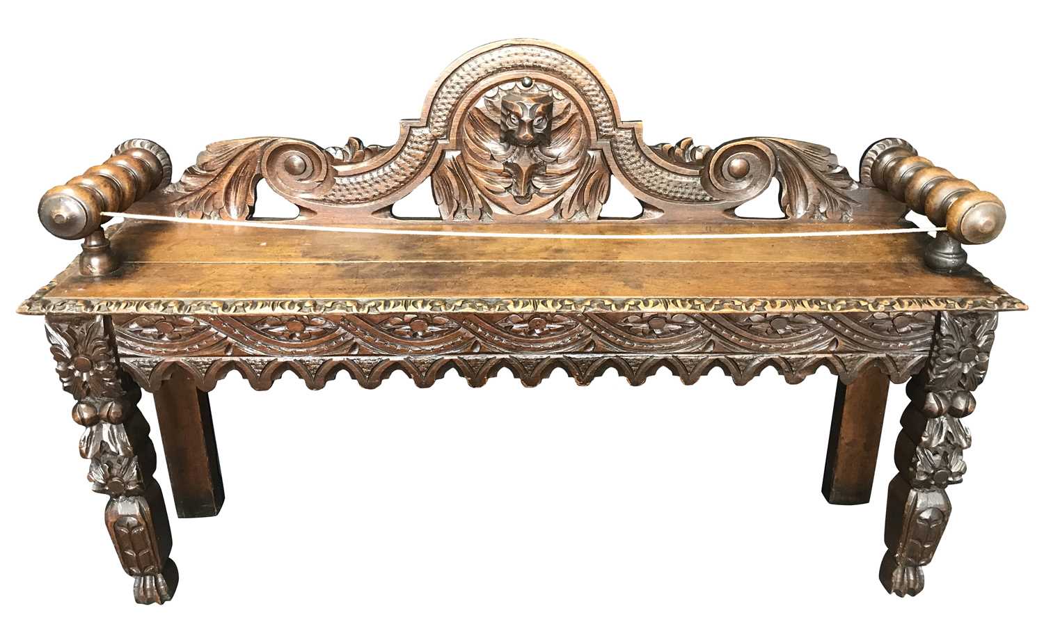 Lot 7 - A Spanish Oak Court Bench, 19th Century