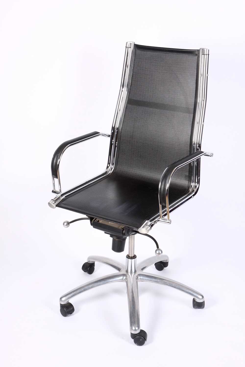 Lot 171 - A black desk chair on wheels