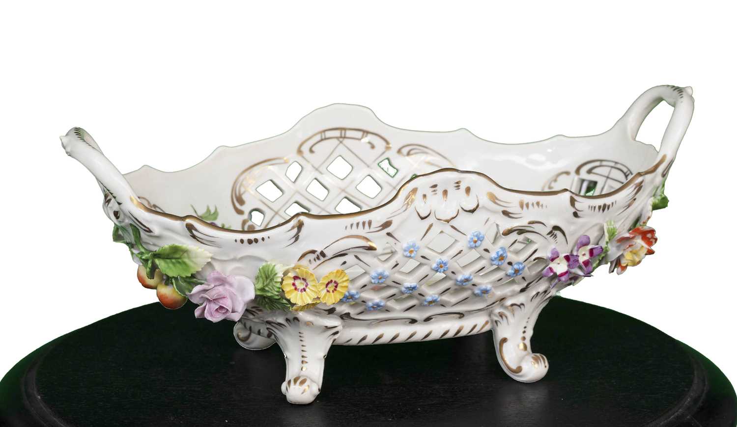 Lot 38 - Dresden Floral Double-Handled Server, 19th Century