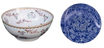 Lot 45 - Chinese Dish, 20th Century; Armorial Famile Rose Bowl, 19th Century, two