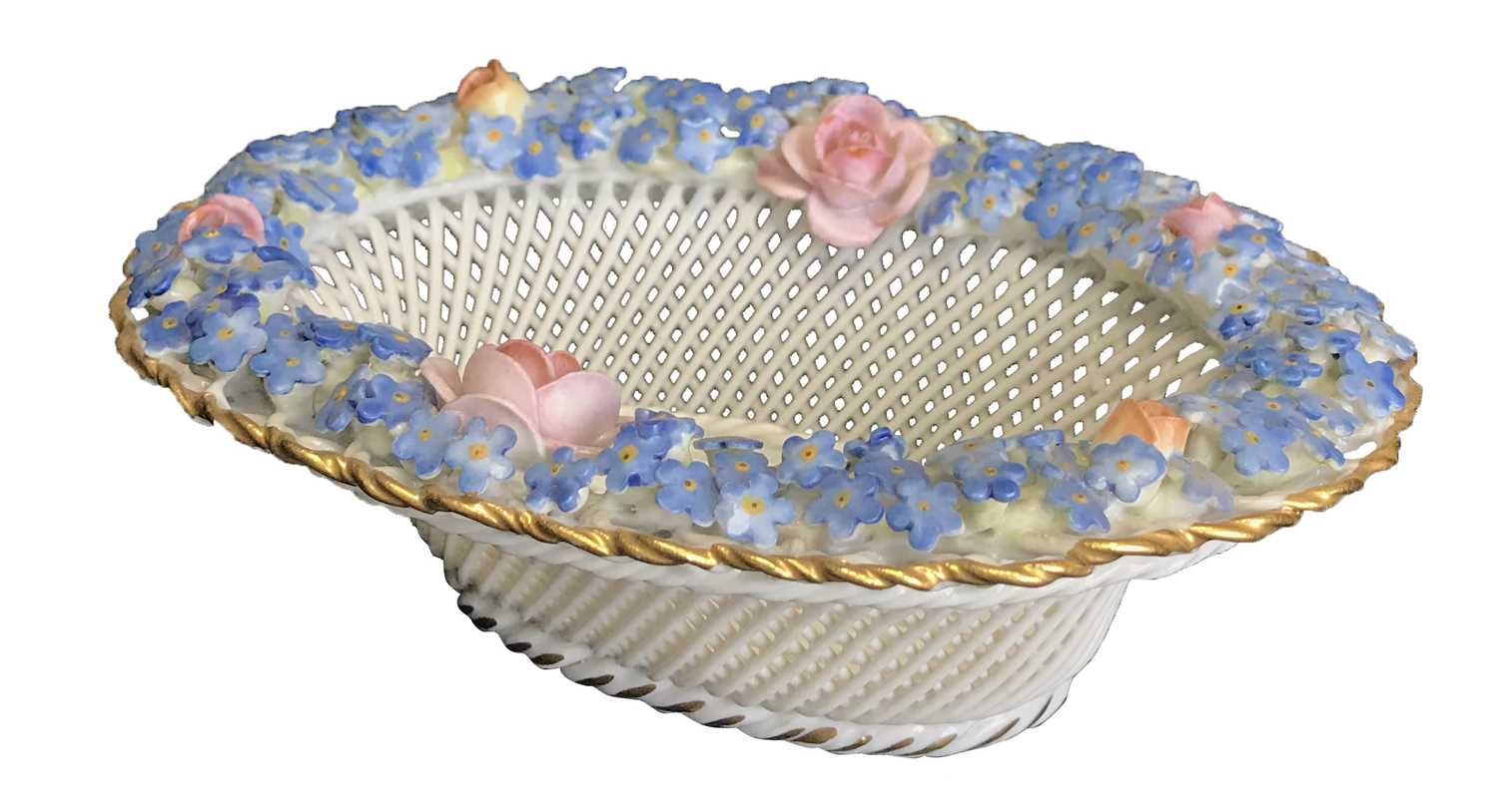 Lot 40 - Blue French Floral Bon Bon Dish, 19th Century