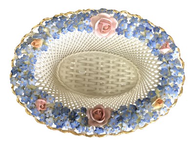 Lot 40 - Blue French Floral Bon Bon Dish, 19th Century