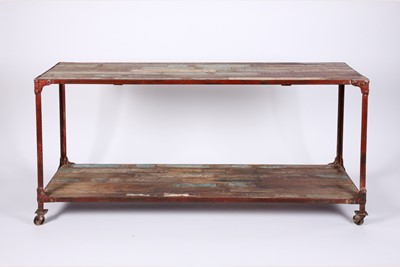 Lot 46 - A distressed wood and metal server