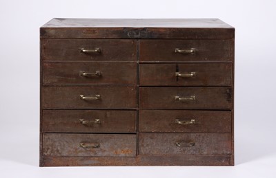 Lot 47 - A distressed metal set of drawers