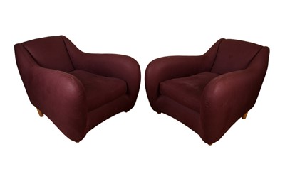 Lot 49 - A pair of upholstered armchairs