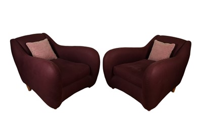 Lot 49 - A pair of upholstered armchairs