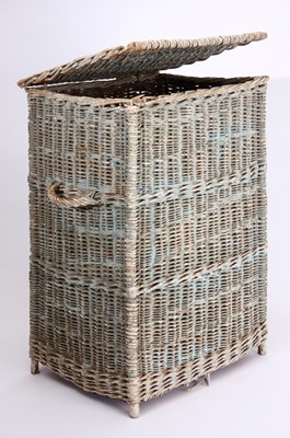 Lot 54 - A grey-painted wicker laundry basket