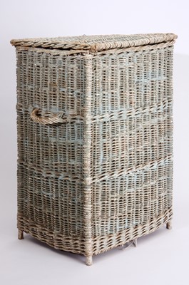 Lot 54 - A grey-painted wicker laundry basket