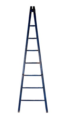 Lot 60 - A blue-painted wood orchard ladder of tapered form