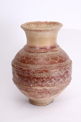 Lot 81 - An earthenware vessel, two wooden 'knopkieries' and a wooden oar
