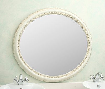 Lot 85 - A white painted oval wall mirror