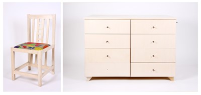 Lot 95 - A set of white-painted Future Classics wood drawers and matching chair