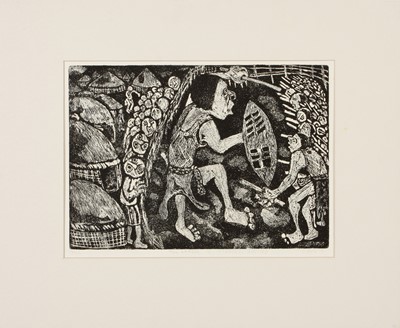 Lot 468 - John Muafangejo, Namibian 1943–1987, The Love is Approaching...