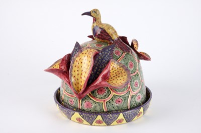 Lot 36 - Ardmore Ceramic Studio,Bird and flowers butter dish and lid
