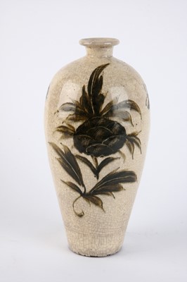 Lot 7 - ,An oriental ceramic elongated vase of ovoid form