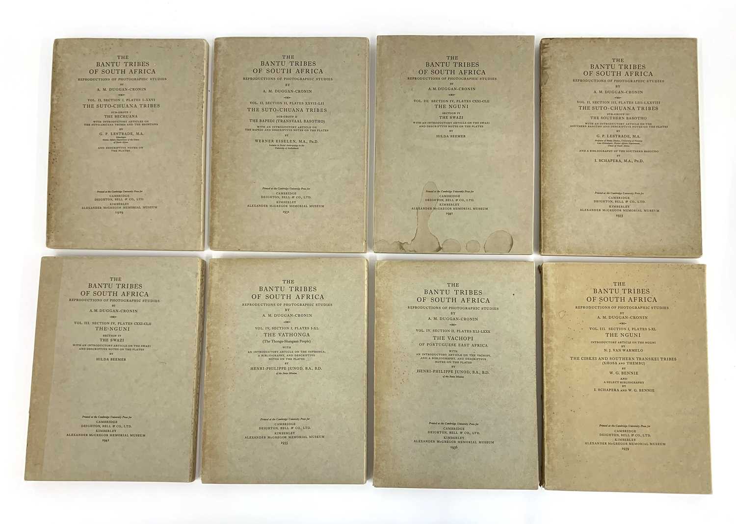 Lot 79 - , Eight volumes from the 'Bantu Tribes of South Africa' series by A.M Duggan-Cronin, and seven others