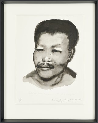 Lot 57 - Marlene Dumas|b.1953 South Africa|Portrait of a young Nelson Mandela